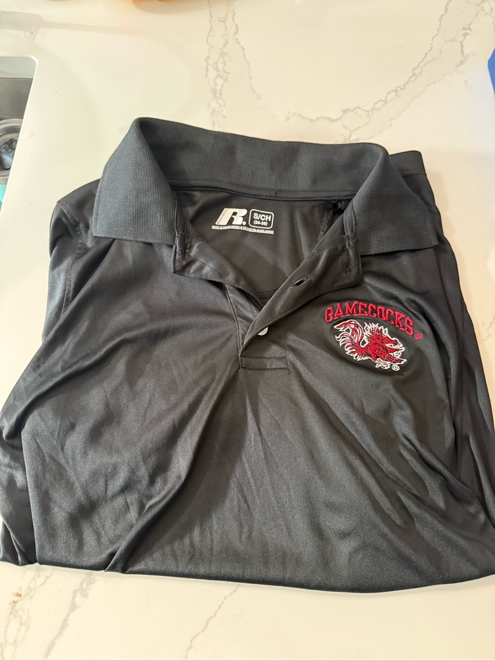 Russell Athletic Black Polo with Red Gamecocks Logo